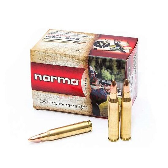 Патрон нарезной охотничий NORMA Jaktmatch .223 Rem пуля FMJ, 3.6г