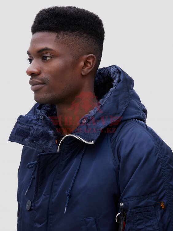 Зимняя куртка-парка Аляска Alpha Industries Slim Fit N-3B, натуральный мех (Replica Blue/Orange)