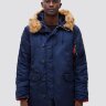 Зимняя куртка-парка Аляска Alpha Industries Slim Fit N-3B, натуральный мех (Replica Blue/Orange)