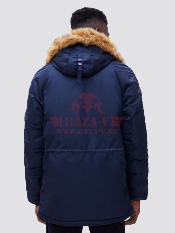 Зимняя куртка-парка Аляска Alpha Industries Slim Fit N-3B, натуральный мех (Replica Blue/Orange)