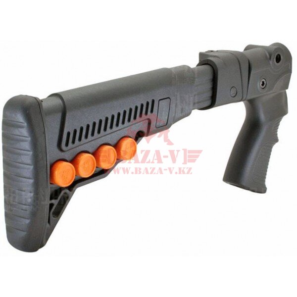 Приклад телескопический с патронташем на Remington 870, Mossberg 500/590, МР155/135/153/133 DLG Tactical TBSU (DLG-081 Black)