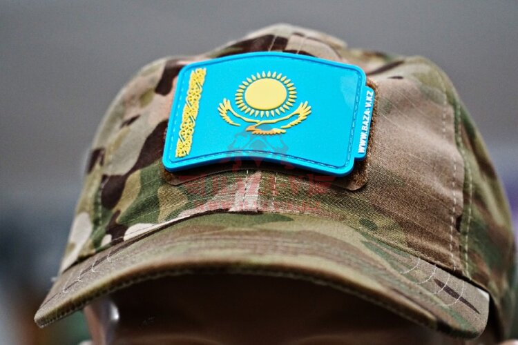 Патч Государственный флаг Республики Казахстан (нашивка с липучкой велкро)
