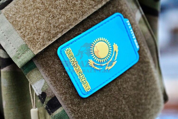 Патч Государственный флаг Республики Казахстан (нашивка с липучкой велкро)