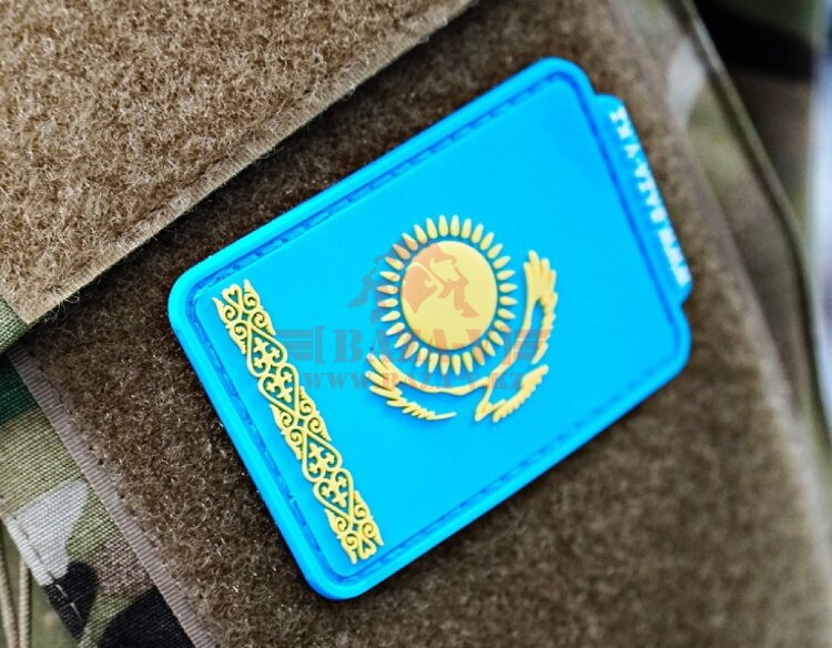 Патч Государственный флаг Республики Казахстан (нашивка с липучкой велкро)