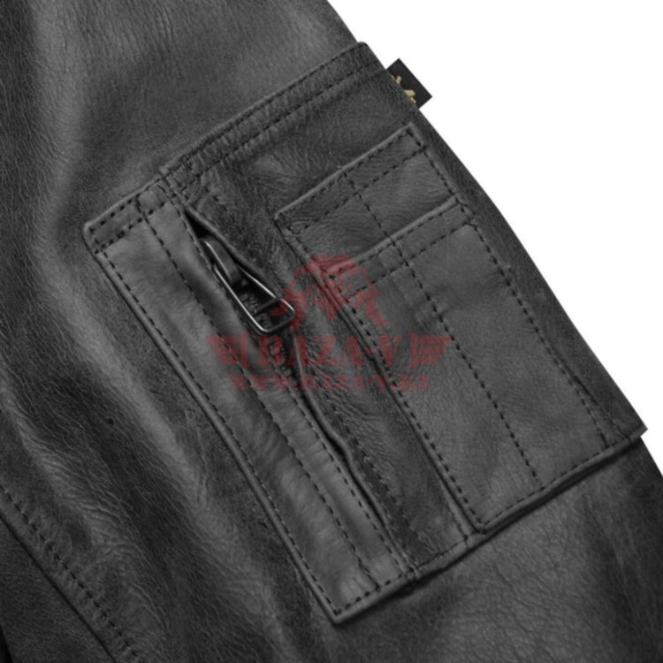 Кожаная куртка-бомбер Alpha Industries MA-1 Leather Flight Jacket (Black)