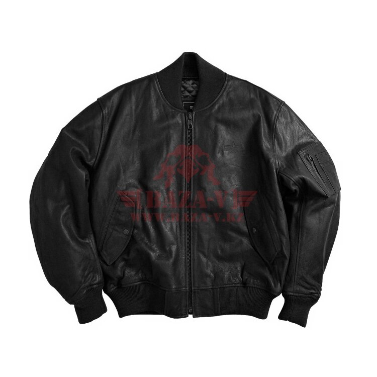 Кожаная куртка-бомбер Alpha Industries MA-1 Leather Flight Jacket (Black)