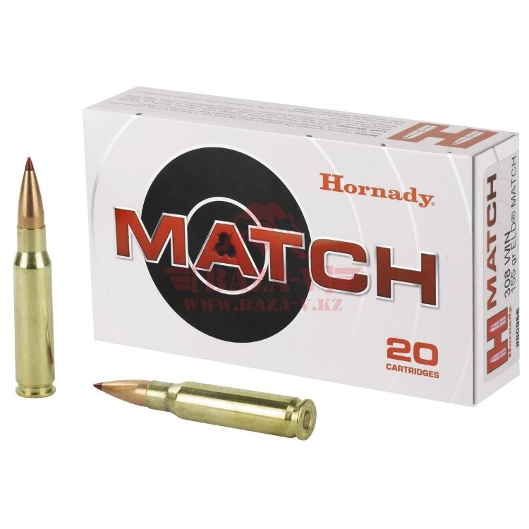 Патрон нарезной охотничий Hornady Match .308 Win пуля ELD Match, 155gr / 10.04г (80956)