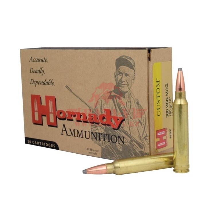 Патрон нарезной охотничий Hornady Custom .300 Win Mag пуля SP, 180gr / 11.66г (8200)