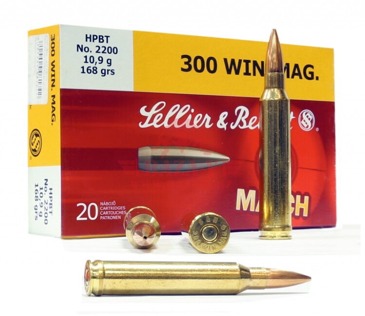 Патрон нарезной охотничий Sellier & Bellot .300 Win Mag пуля HPBT, 10.9г